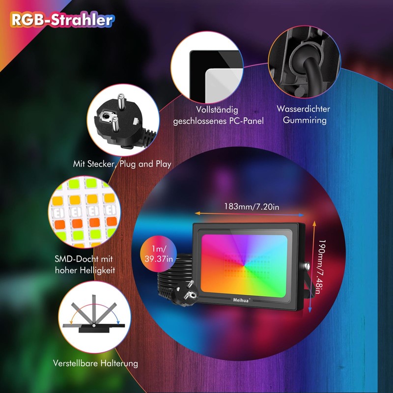 RGB spotlight with remote control MEIHUA