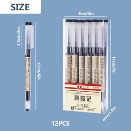 DXLing 12 Pieces Black Gel Ink Pens for Writing 0.35 mm Extra-Fine Ballpoint Pen Quick Drying Ink Black Ballpoint Pen Fine Tip Pen for Adult Kids School Office and Home Use