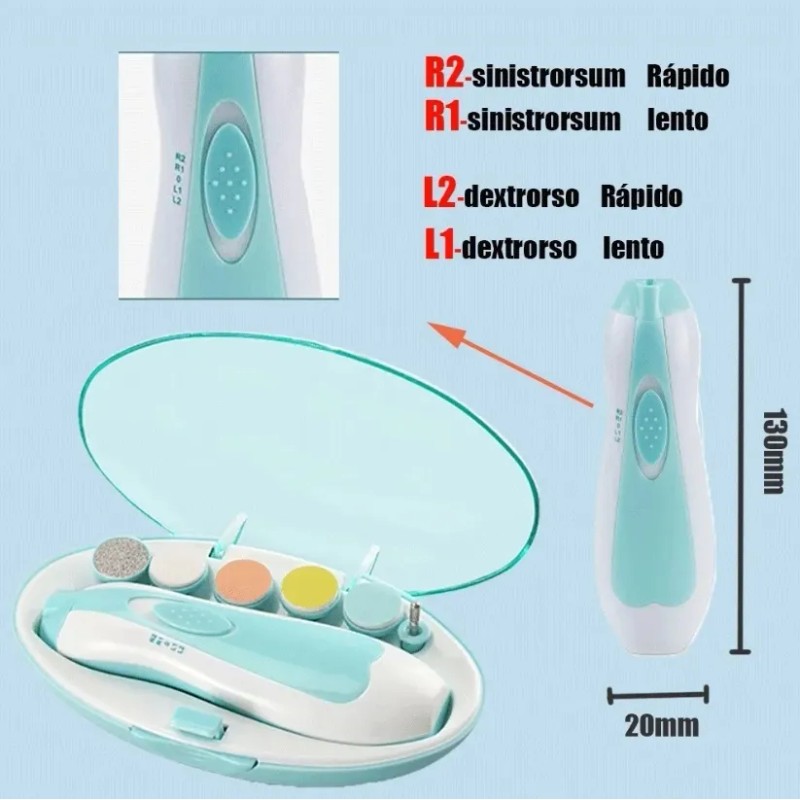 Lima De Uñas Bebe, 6 Cabeza Molienda Y 1 Cortauñas