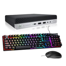 HP Elitedesk 800 G3 Mini Desktop Computer PC, Intel Quad Core i5-6500T, 8GB DDR4 RAM, 256GB SSD Type-C, DisplayPort, HDMI, RJ-45, WiFi, BT Windows 10 Pro (Renewed)