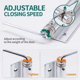 MARIE Automatic Door Closer, Stainless Steel, Adjustable Spring Door Closer for Outdoors, Interior Doors, Garden Gate, Fly Screen Door, Room Doors, Pack of 2