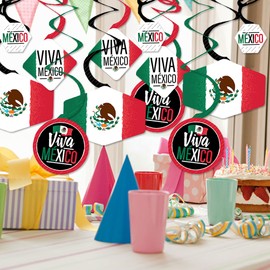 Big Dot of Happiness Viva Mexico - Mexican Independence Day Party Hanging Decor - Party Decoration Swirls - Set of 40