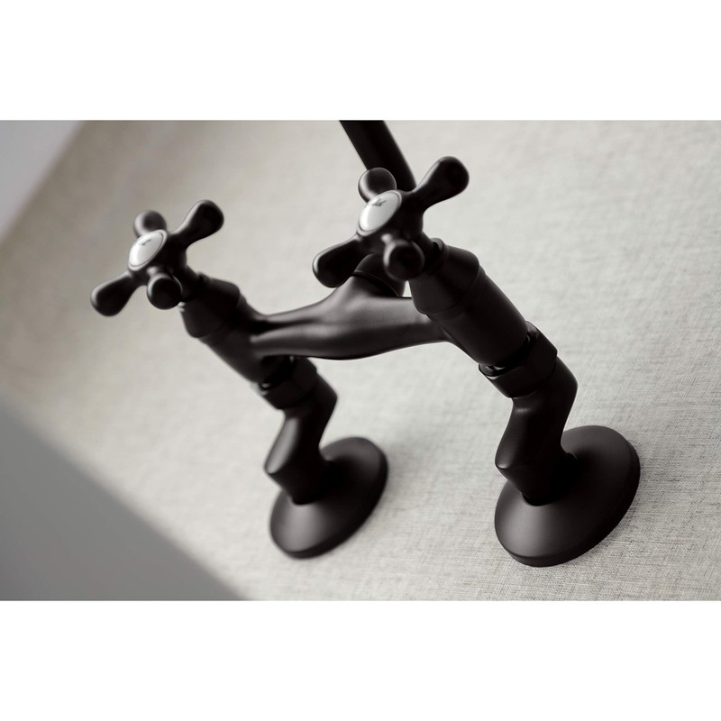 Kingston Brass KS213ORB Victorian Two Handle Wall Mount Kitchen Faucet,