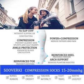 Knee High Compression Socks for Men & Women(8 Pairs)-Best for Running,Athletic and Travel -15-20mmHg