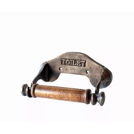 Assorted Collections Toilet Roll Holder Wall Mounted Industrial Style Toilet Embossed Cast Iron Toilet Roll Holder Wooden Loop Bathroom Accessories