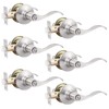 GOBEKOR 6 Pack Privacy Door Levers Interior Door Handles Brushed