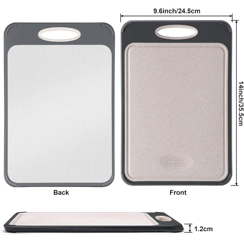 SsnDdm Double-Sided Cutting Board for Kitchen - 304 Stainless Steel