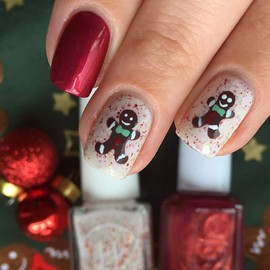 Whats Up Nails - Gingerbread Man Vinyl Stencils for Christmas Nail Art Design (1 Sheet, 20 Stencils)