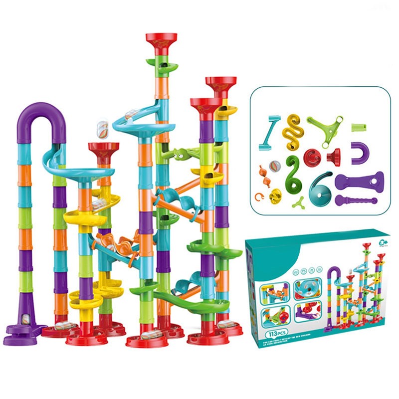 Roll Ball Track Building Blocks Colorful Stereoscopic Maze Stacking Toys