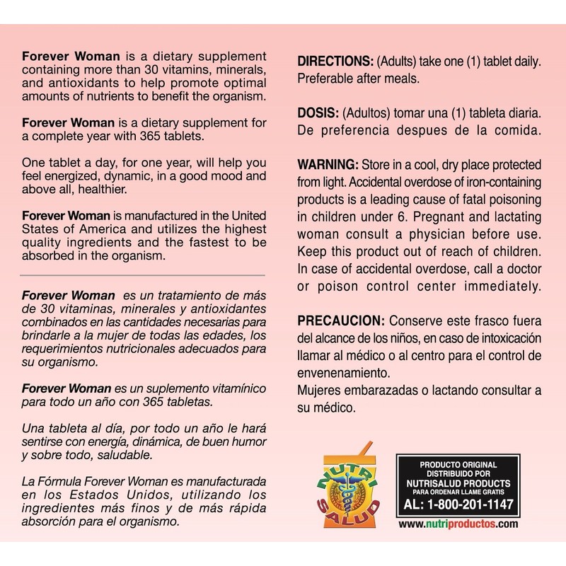 Multivitamins Forever Woman 365 tablets 1 year supply Multivitamins for