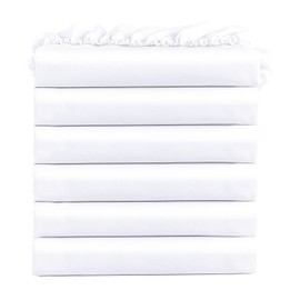 FreshCulture Twin Fitted Sheets, Bulk Pack of 6, Deep Pocket, Soft Microfiber Bottom Sheets for Home, Salons, Hotels, Twin Size Fitted Sheets Only (White)
