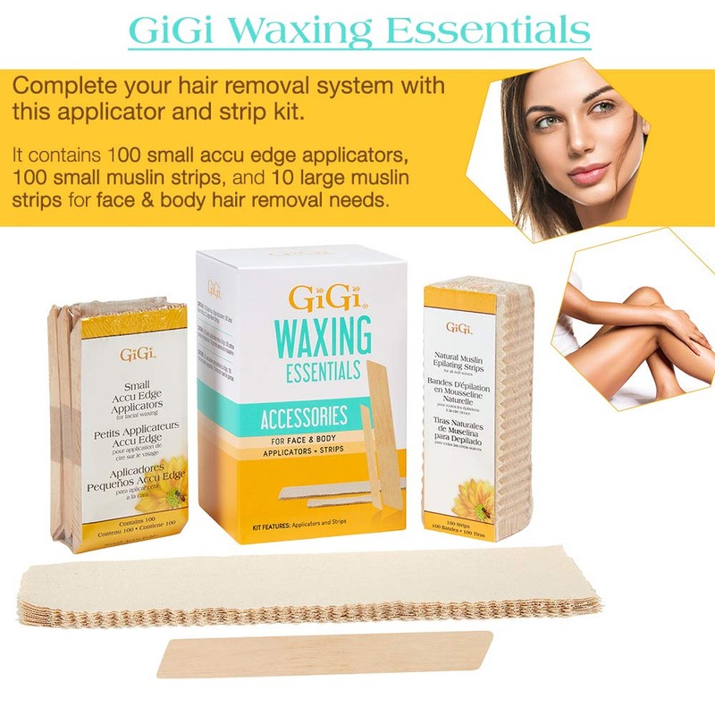 GIGI Wax Essentials, Applicators & Muslin Strips for Face &