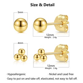 Thonoko Gold Hoop Earrings Set (Gold Ball-2pcs), Copper