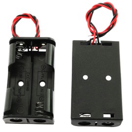 RuiLing - Caja de 10 Soportes para Pilas AA con Conexiones de Cable de 5,5 Pulgadas, 1,5 voltios, Color Negro, 2AA-3V-5.9Inch