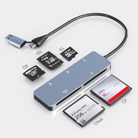 Lector de Tarjetas CFast USB C USB 3.0, 5 Gbps Lector de Tarjetas CFast2.0 CFast/SD UHS-I MMC/Micro SD/XD/Compact Flash Lee 5 Tarjetas