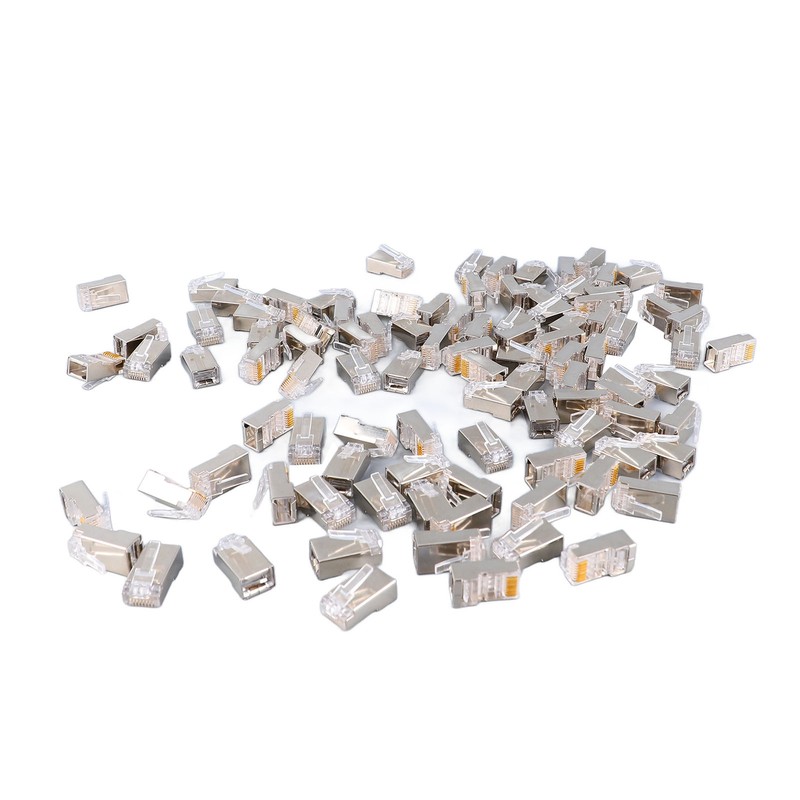 100Pcs CAT6 RJ45 Metal Shielded Connector Safe Reliable Net Shielded