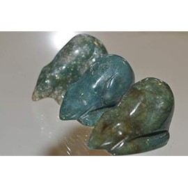 ✦ Bella-gems ✦ Set of 3 Pieces 13x25x16mm"Chinese Zodiac/So Cute"~India Fancy Jasper Agate Hand-Carved Rats/Mouse Pendant - Lucky Charm - Q1281