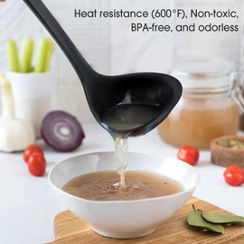 Armrouns Silicone Ladle Spoon 2PC, Seamless & Nonstick, Heat resistant 600 °F Kitchen Soup Ladles for Cooking. (12 inch)