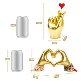Gold Gesture Decor for Living Room, Heart Hand Statue Room Decoration, Love Finger Sculpture for Shelves, Home,Bedroom, Bookshelf, Coffee Table, Wedding Small Ornament Home Decoration, Decor 2Pcs