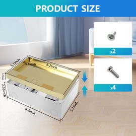 KYHSHJ Recessed Flat Hidden Socket Kit with 4 * 15A Receptacle，4.8A 1 USB-A Ports &1 USB-C Port+2-Port RJ45 Datacom Receptacle.Corrosive Resistant Hardware,Brass