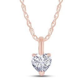 SAVEARTH DIAMONDS 1/2 Carat 5MM Heart Cut Lab Created Moissanite Diamond Solitaire Pendant Chain Necklace In 10K Solid Rose Gold for Women,VVS1 Clarity, 0.50 Cttw