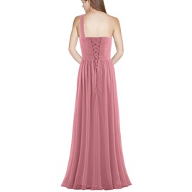 ANTS Women's Pleat Chiffon Plus Size Dress One Shoulder Bridesmaid Dresses Long Wedding Guest Dress Size 18W US Blush