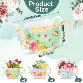 Ireer 12 Pieces Tea Party Centerpieces for Table Tea Party Decorations Teapot Princess Party Flower Centerpieces for Floral Tea Themed Birthday Party Supplies Baby Shower Wedding Anniversaries