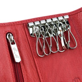 Conte Massimo Man Woman Keyring Genuine Leather, Red with bag