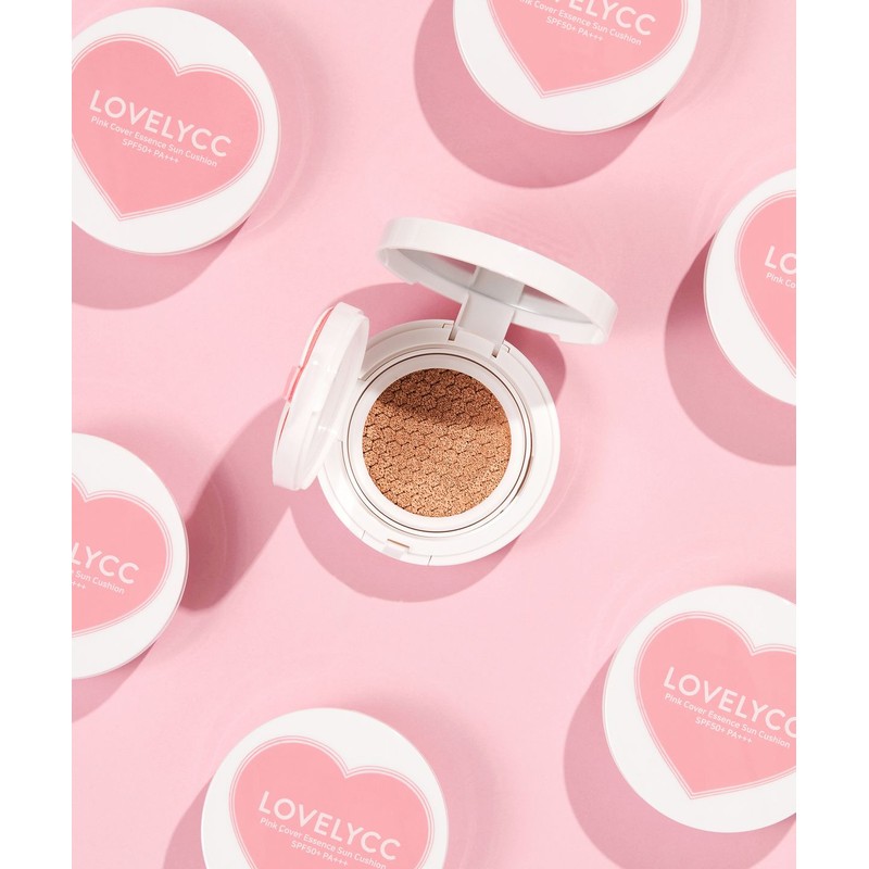 Lovely CC [SET] Pink Tone-Up Cover Essence Sun Cushion 15g