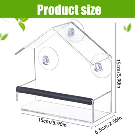 Window Bird Feeders Clear Window Bird Feeder with 4 Detachable Strong Suction Cups Small Window Bird Feeder for Small Birds only Feeder and garden decoration (Cottage Shaped)
