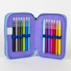 Stitch Pencil Case with 3 Compartments, Blue, 12.5 x 4.5