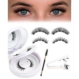 Magnetic Eyelashes Natural Look Doll Eye Magnetic Lashes 2 Pairs No Glue Needed 5 Magnets Lashes False Eyelashes with Applicator Reusable Easy to Wear and Remove