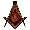 Wood Square & Compass Masonic Bumper Sticker - [5'' Tall]