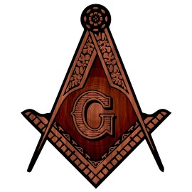 Wood Square & Compass Masonic Bumper Sticker - [5'' Tall]