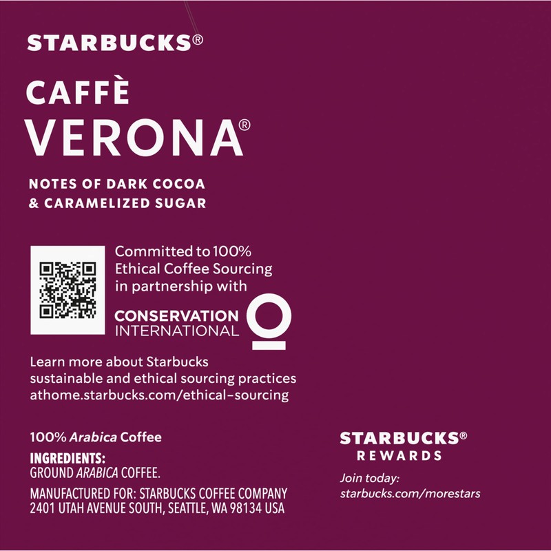 Starbucks Coffee K-Cup Pods, Caffè Verona, Dark Roast Coffee with