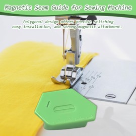 IGXX 2 Pcs Magnetic Seam Guide for Sewing Machine,Seam Guide for Sewing Machine with Scale,Universal Attachment Sewing Supplies,Polygonal Strong Magnetic Gauge(Green+Pink)
