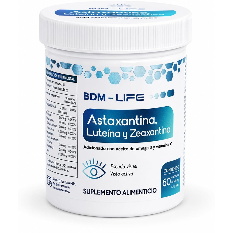 BDM LIFE Astaxantina, Luteína y Zeaxantina, Suplemento Alimenticio para la