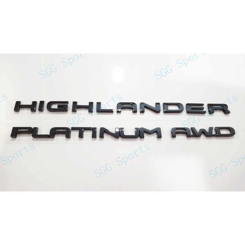 Toyota OEM 3PC Gloss Black HIGHLANDER Platinum AWD Letter Emblem
