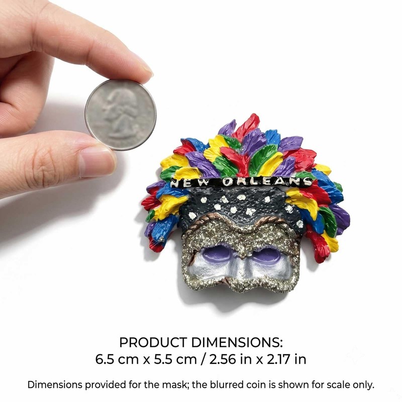 3D Resin Fridge Magnet New Orleans Mardi Gras Mask Unique