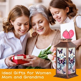 Solar Lantern Outdoor Waterproof Butterfly Garden Decor Birthday Gifts for Women Mom and Grandma Solar LED Plastic Decorative Hanging Light for Yard(Butterfly)