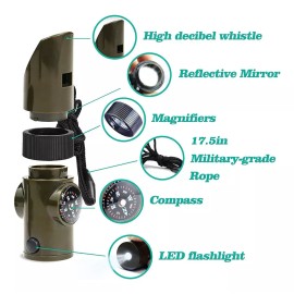 KFMX Silbato De Supervivencia Al Aire Libre Brújula Linterna