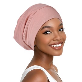 Joyhabit Satin Bonnet for Sleeping, Pink, Breathable Modal Cotton Outside and Silk-Like Smooth Satin Inside for Women and Men, All-Season Stylish Design with Adjustable Strap