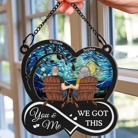 You & Me We Got This Suncatcher from Our First Kiss Till Our Last Breath Window Hanging Suncatcher Ornament Gift for Husband Wife Woman Man on Birthday Christmas