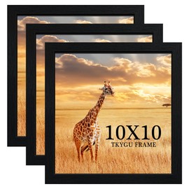 TKYGU 10 x10 Picture Frame Set of 3, Black Wooden Frame 10 x10 Square Wall Gallery Poster Photo frame with Durable Shatter Resistant Plexiglass,Horizontal and Vertical Formats for Wall Hanging best gift