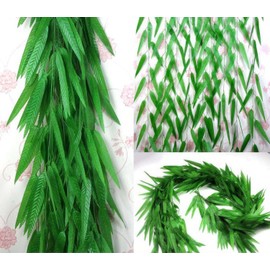 Artificial Rattan Vine Greenery with 4.3-inch Fake Leaves - 50Pcs Set for DIY Garland Garden Decoration