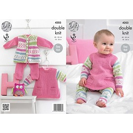 King Cole 4203 Knitting Pattern Tunic Cardigan and Leggings to Knit in Cherish and Cherish DK, 18" - 26"