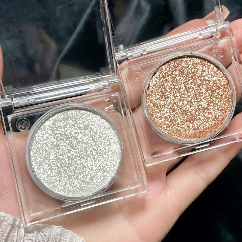 Glitter Eyeshadow Palette, Shimmer Silver Brown Eyeshadow Eye Glitter Makeup,