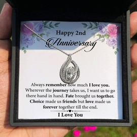 TRYNDI 2 Year Anniversary Necklace Gift for Wife Anniversary, Gifts for Second Anniversary, Two Year Anniversary, 2nd Anniversary Marriage Gift Ideas, Happy Anniversary Wedding Gifts, Second Anniversary Wedding Gifts for - Wife, Couple, Parents