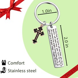 ZNOSVEI Religious Gift Baptism Keychain Godmother Gift Best Friend Keychain Bible Verse Keychain Christian Jewelry Faith Gifts Cross Gift Psalm 91 Keychain Godson Christmas Keychain