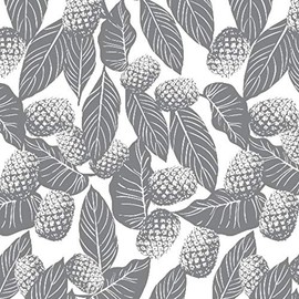 Pingianer 100 x 160 cm, Pineapple Leaves, 100% Cotton Fabric, Children, Sold by the Metre, Craft, Sewing Fabric (Pineapple Leaves, White, Grey, 100 x 160 cm)